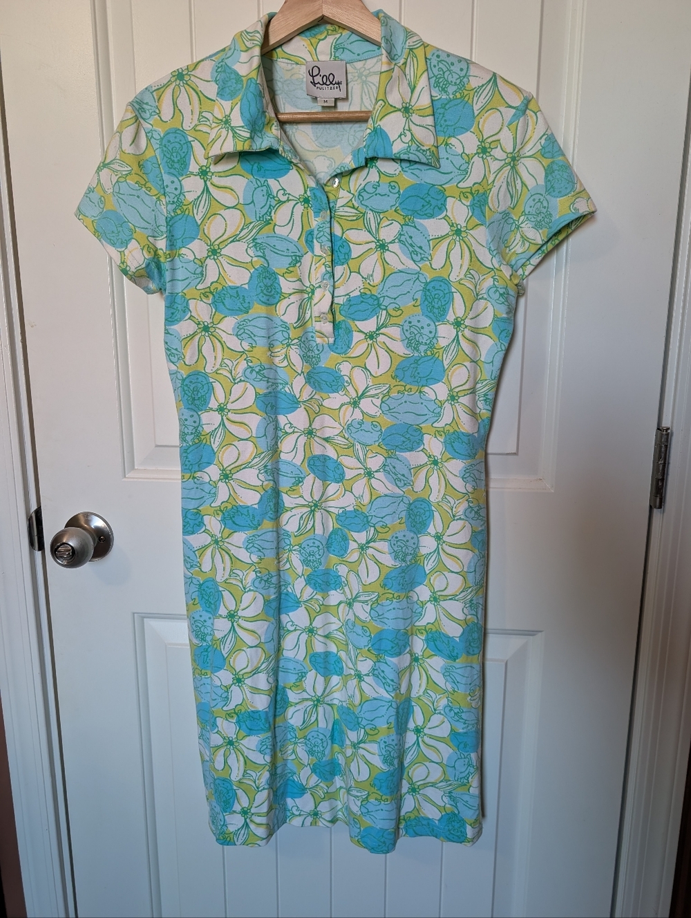 Lilly Pulitzer Rayna Crab Cake Polo Mini Dress Medium White/Blue